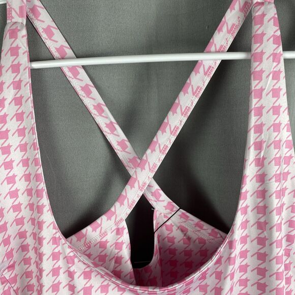 2 pc Womens XXL Pink Houndstooth Two-Piece Athletic Golf Tennis Dress & Shorts - Picture 4 of 16